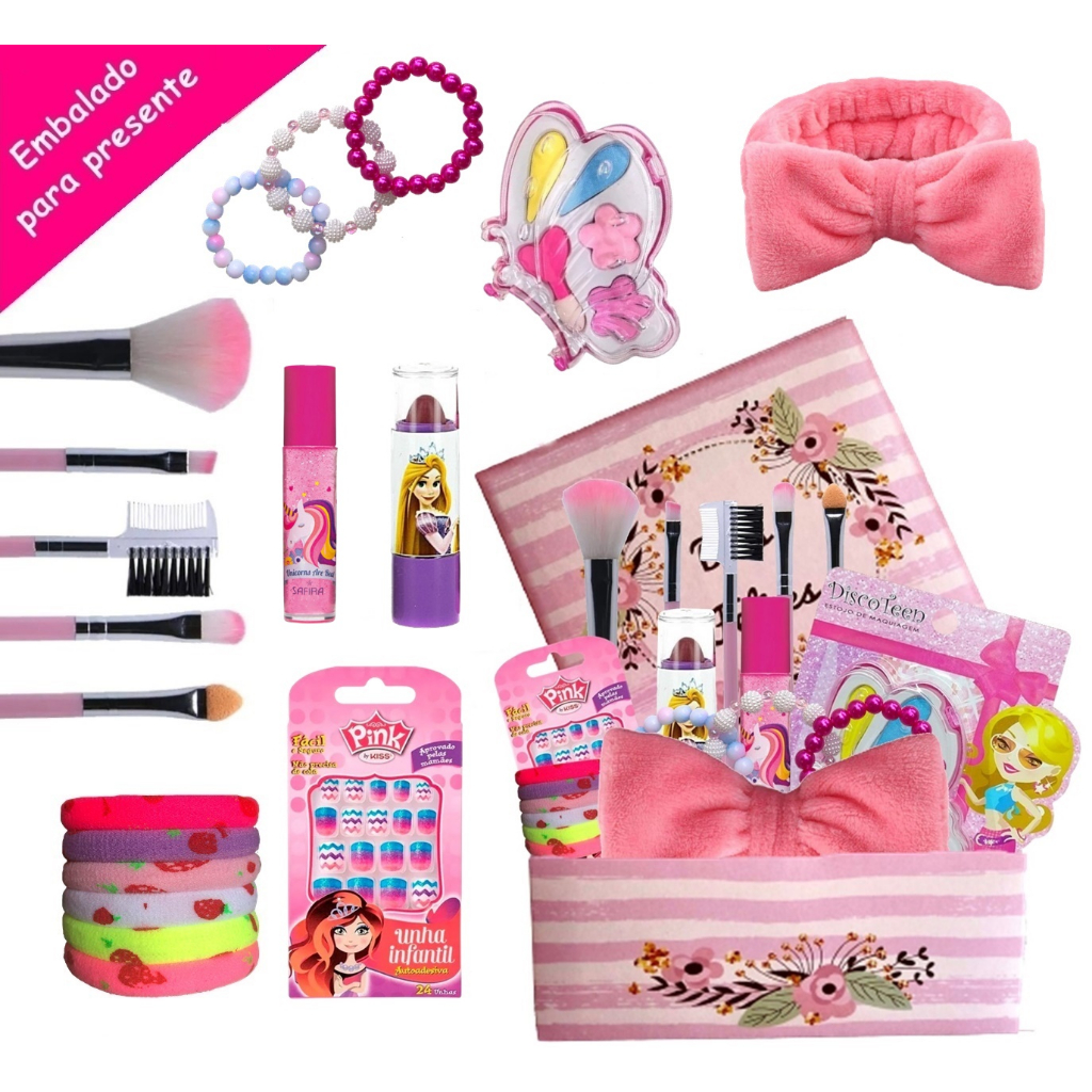 Mimigo Maquiagem Crianças Cosméticos Brinquedos Kit de Maquiagem Para  Kidstoy Beauty Set Presente de Aniversário para 3 4 5 Meninas de 6 anos de  idade se encaixam jogo de jogo, princesa vestir-se