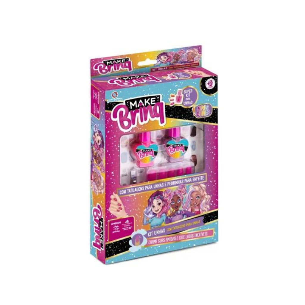 Kit Maquiagem Infantil Polibrinq Unhas Com Tatuagens MK05