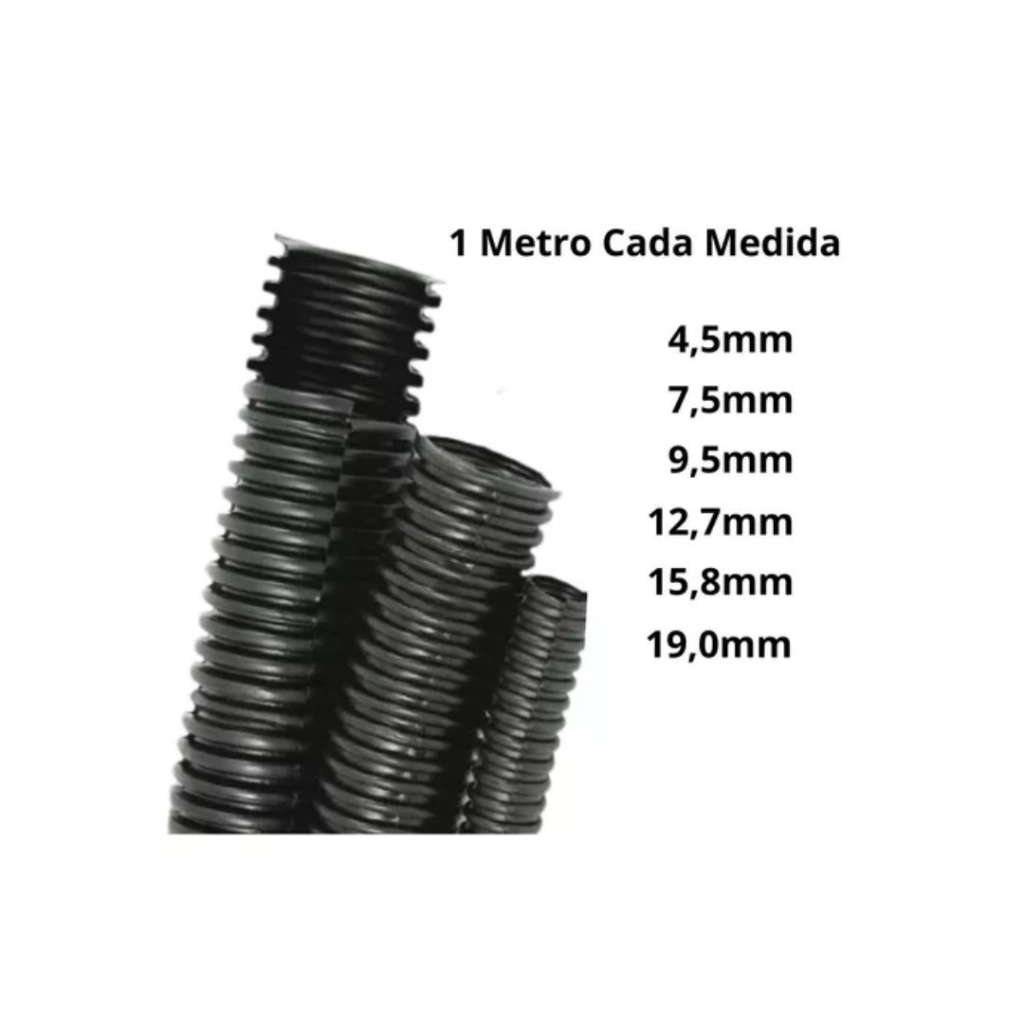 Kit Espaguete Corrugado Conduite Automotivo 6 Medidas 6mts