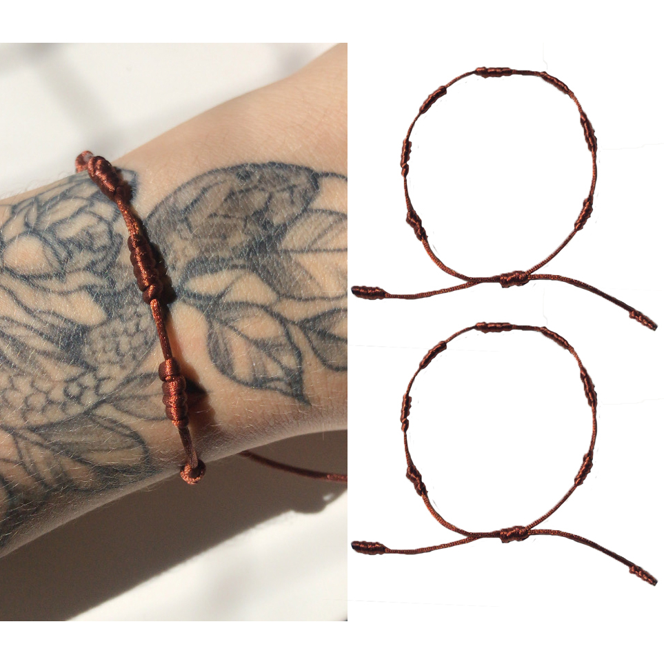 Pulseiras 7 Nós Marrom Par Kabbalah Akai It Riqueza Casal | Shopee