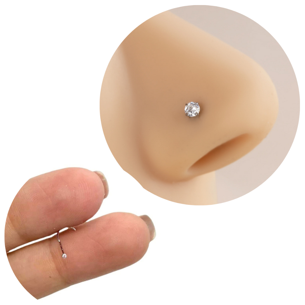 Piercing Nariz Nostril Ponto Luz Pedrinha Pequena 7mm Prata