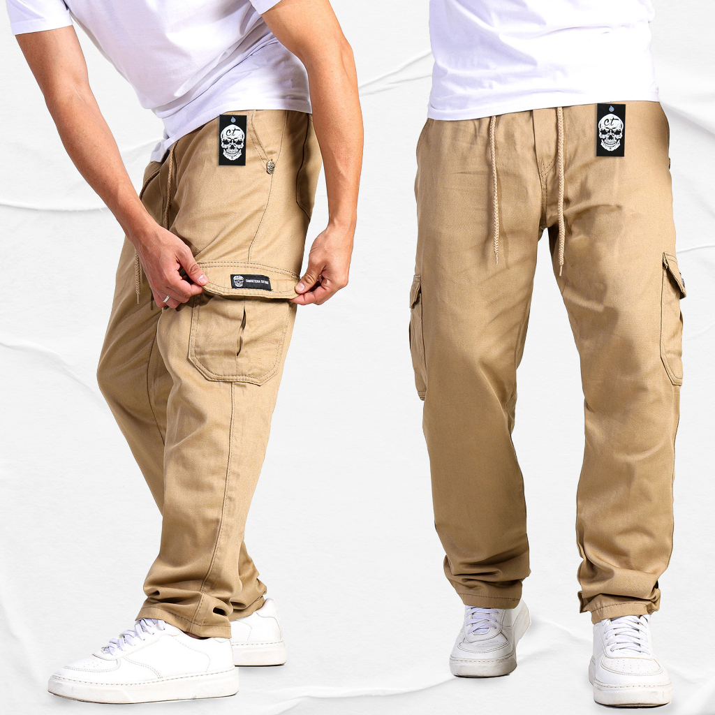 Calça Cargo Sem Punho Masculina Jogger Skate Street Wear | Shopee Brasil