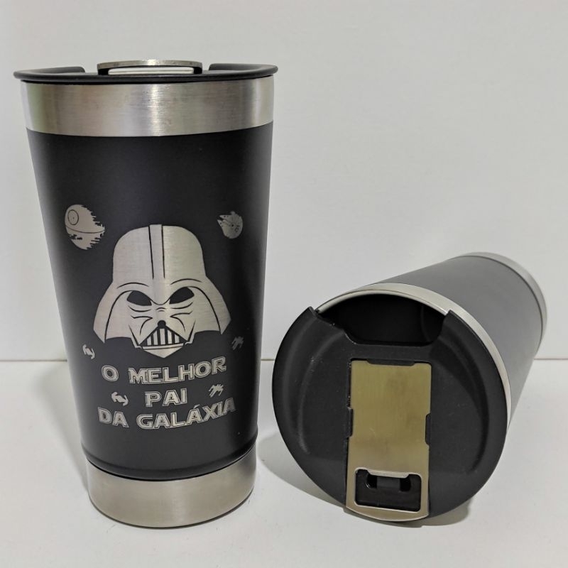Copo térmico 500ml (tipo Stanley) Star Wars dia dos pais com personalização  laser
