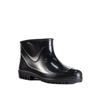 Bota de Segurança Botinha Chuva Limpeza Pesca Motoqueiro PVC Impermeável Cano Extra Curto Preta CA 40681
