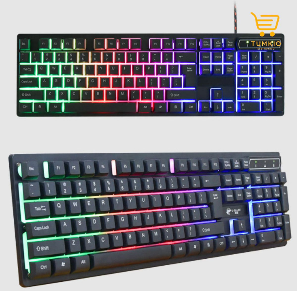 Teclado gamer semi mec nico led rgb abnt2 usb pc ps4 xbox faz a boa 
