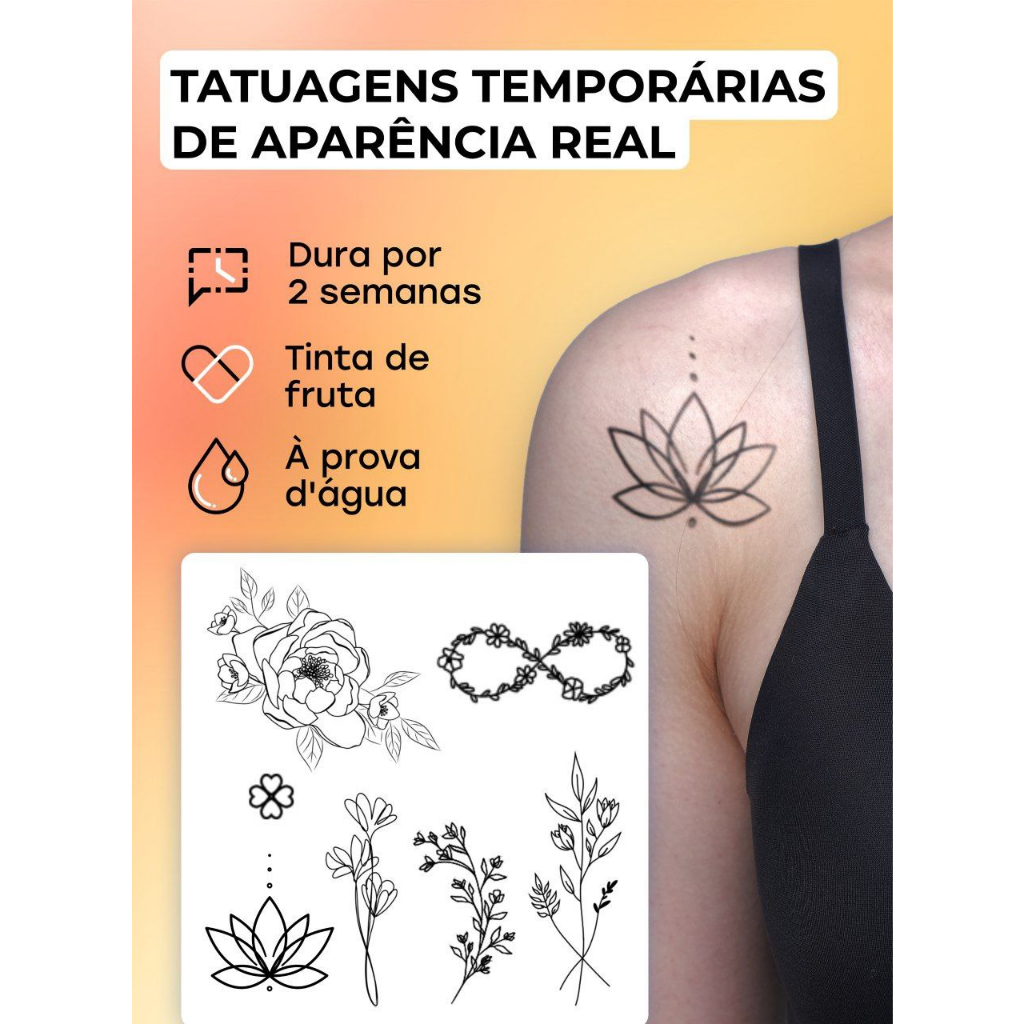 Tatuagem Temporária Feminina Grande Rosa Tribal - Loja Tatuagem Mania
