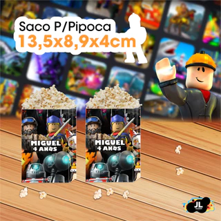 5 Sacos de Pipoca Aniversário Roblox - Personalizado