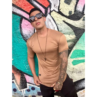 Camiseta Longline Masculina Malha Suede Light