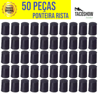 50 Ponteira Virola de Plástico Preta Rista Para Taco de Sinuca Bilhar Snooker 50 Peças Ponta Ponteiras Kit