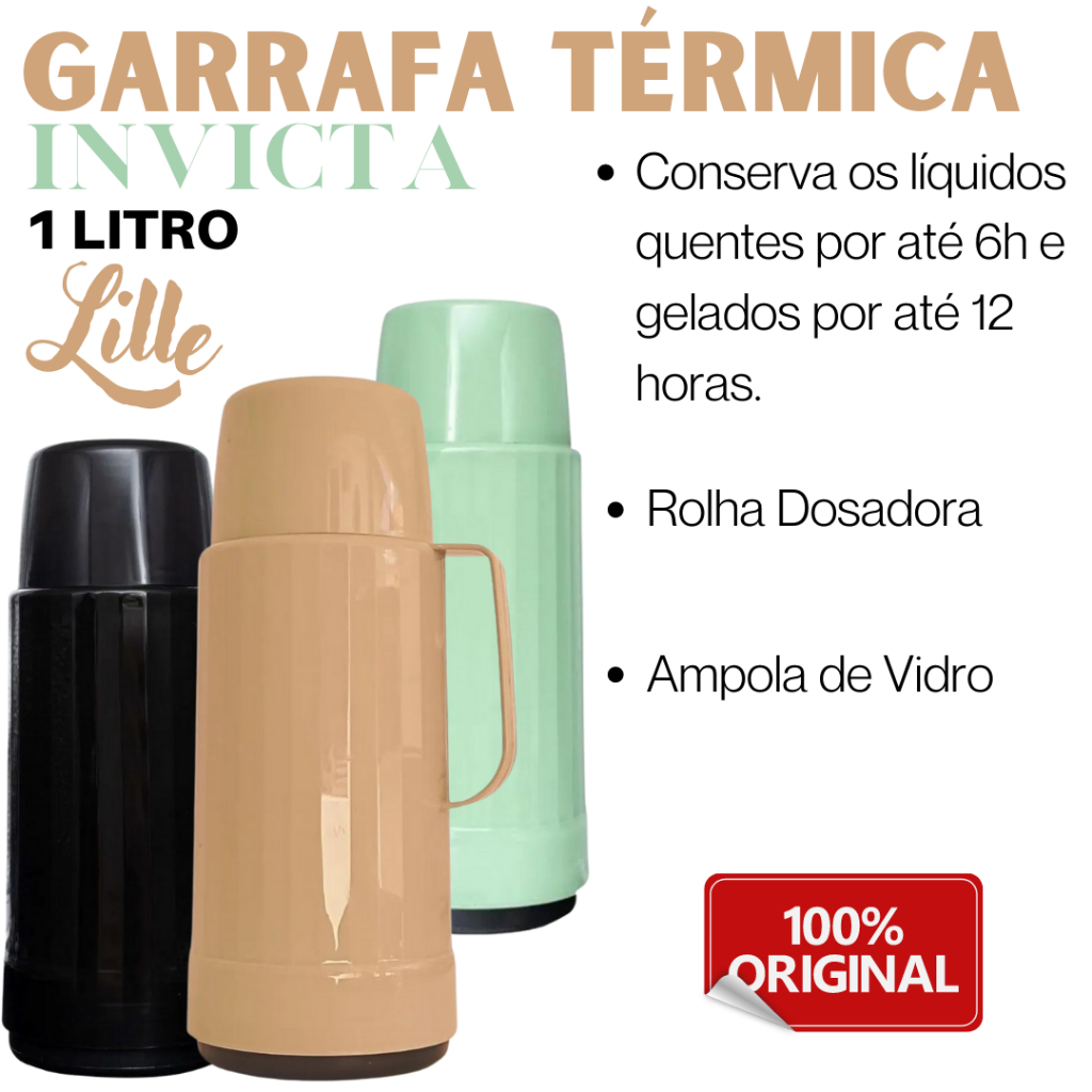 Garrafa De Cafe Lille Térmica Glt Rolha 1l - Invicta