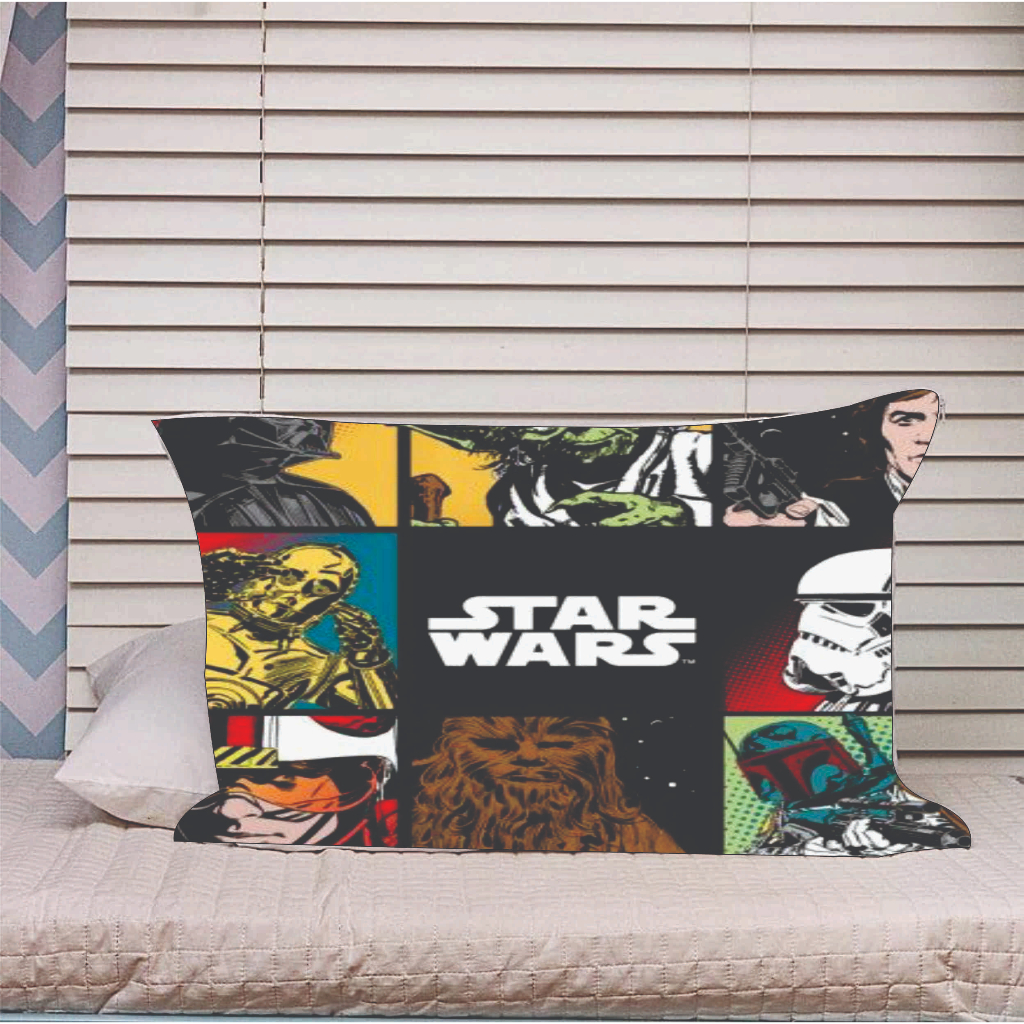 FRONHA CAPA DE TRAVESSEIRO PARA DECORAÇÃO DE QUARTO PERSONALIZADA TEMA STAR WARS ACABAMENTO EM ZIPER