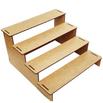 Escada de Doces Salgados com 4 Degraus em MDF Premium Natural (Cru) Provençal