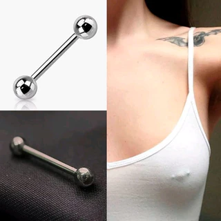 Kit 2 Piercing de Mamilo Reto 16mm Aço Cirúrgico 2 Unidades