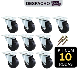 Kit 10 Rodinhas Para Moveis Pesado Com Parafusos Reforçada Rodizio Giratorio