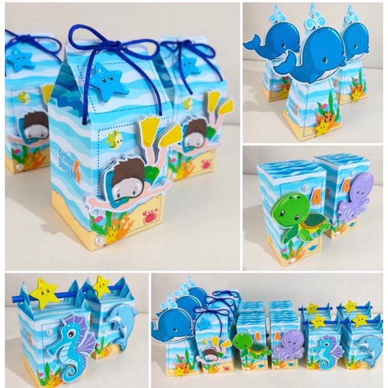KIT FESTA 36 LEMBRANCINHAS PERSONALIZADAS DECORAÇÃO FUNDO DO MAR MENINO 3