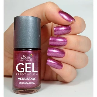 Esmalte unhas Efeito Gel Bella Brazil SECA SEM CABINE esmalte rosa e azul Kit 6 cores