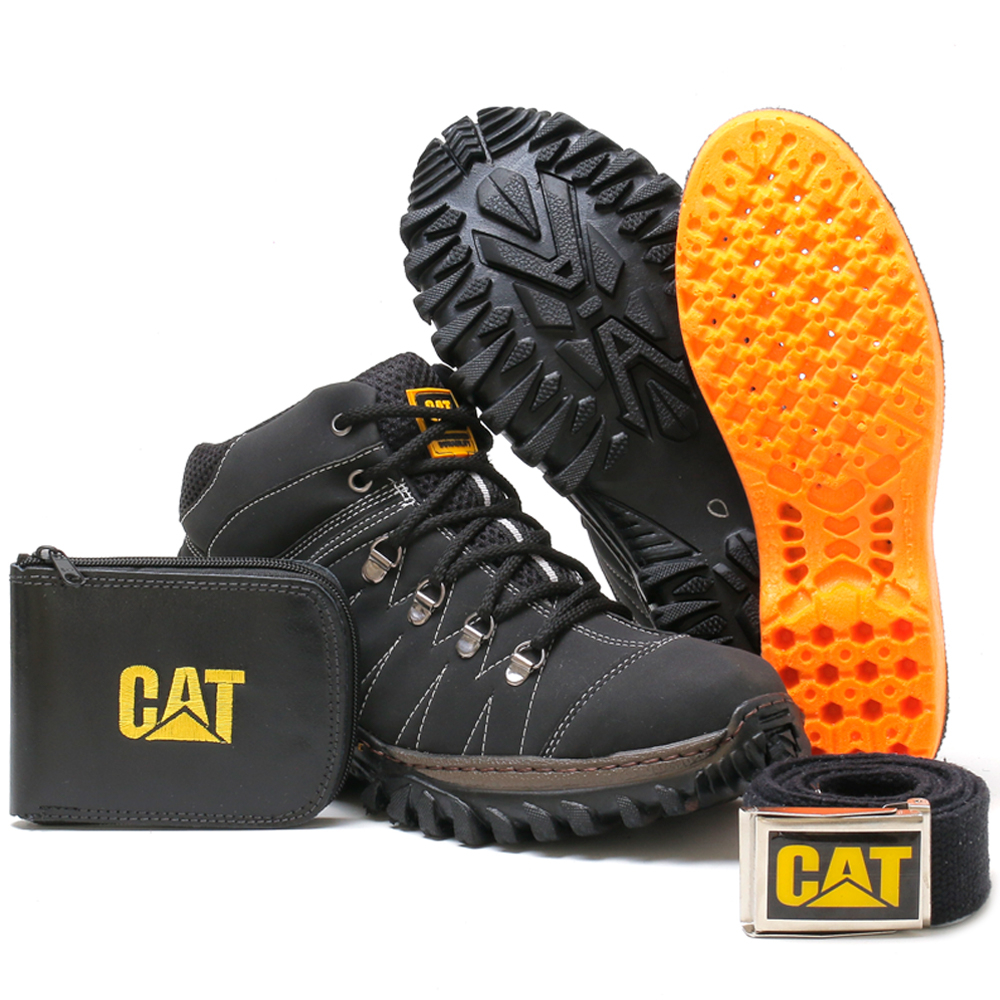 Kit Bota Caterpillar Bone Carteira Cinto