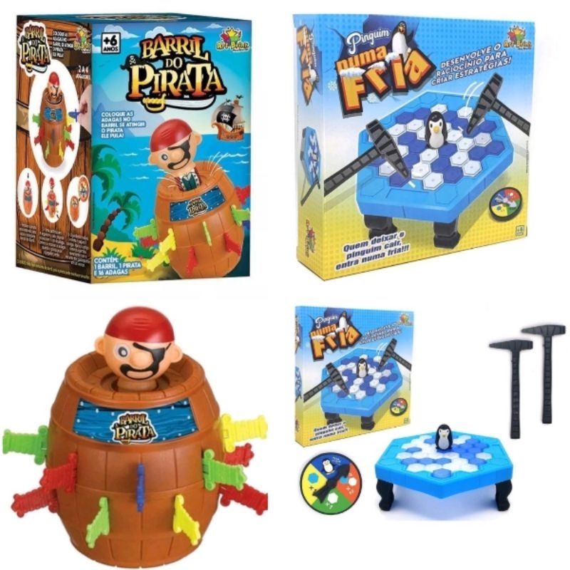 Jogos tabuleiro infantil Barril Pula Pirata ZFT134 Kit Jogo