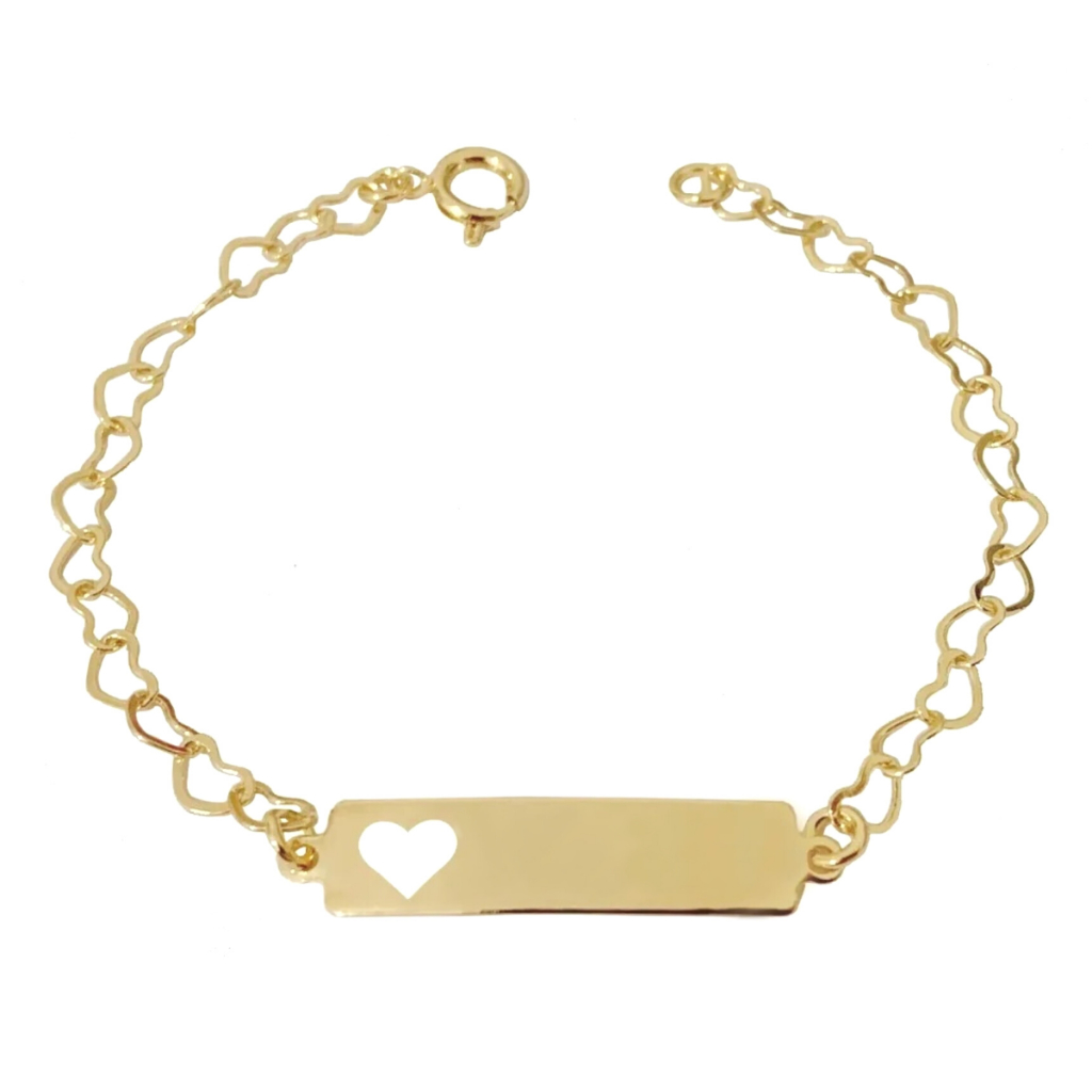 Pulseira Infantil RN Personalizada Nome Gravado Bebê Banhada a Ouro
