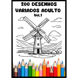 Caderno 200 Desenhos para Colorir para Adulto Arteterapia em Folha A4 - 2  Desenhos por Folha - Encadernado