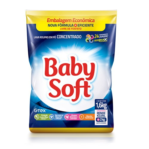Lava Roupa Sabão Em Pó Baby Soft 1,6KG - Roupas Brancas e Coloridas ...