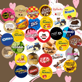 Adesivos - 3cm - 240 unidades -6 cartelas - sabores para confeiteira e doces