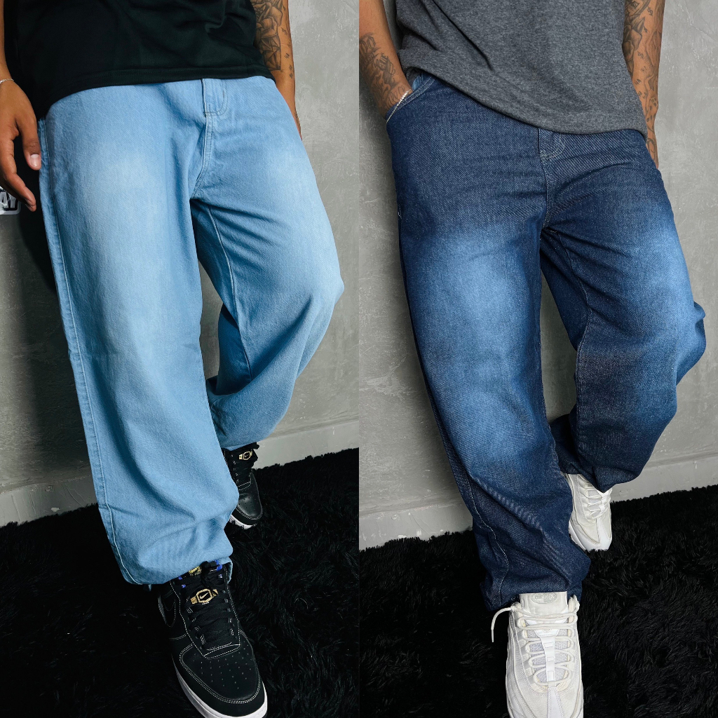 Calça Jeans Masculina Balão Larga Plus Size Dazzling | Shopee Brasil
