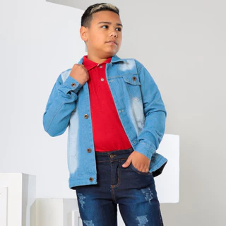 Jaqueta Jeans Masculina Infantil e Juvenil Tam 02 a 16