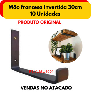 Mão francesa cantoneira invertida 30cm kit com 10 unidades