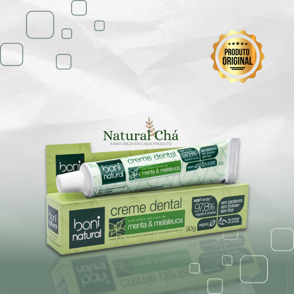 Creme Dental sem fluor Boni Natural Menta e Melaleuca Pasta de dente Vengana
