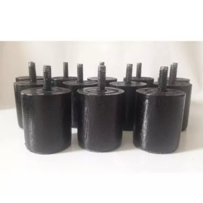 Pés para Cama Box Com 9 Unidades Pezinho Madeira 6,5cm Casal ou Solteiro Pes - Cor Preto