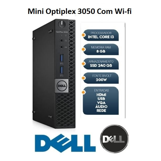 Mini Pc Dell 3050 I3 7aGer 8gb SSD240gb Hdmi + Wi-FI + Win10