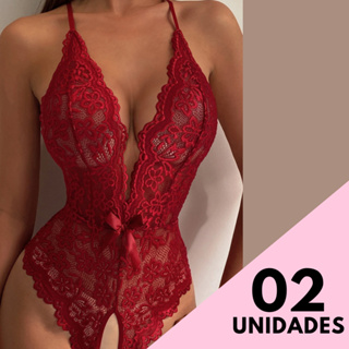 Kit 2 Body Renda Sensual Costa Nua Com Abertura Lingerie Sexy Sex Shop