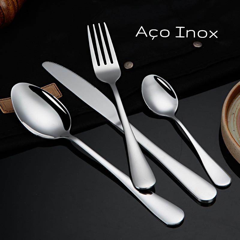 18 Peças Talheres De Aço Inox Garfo Colher Faca Faqueiro Cozinhas