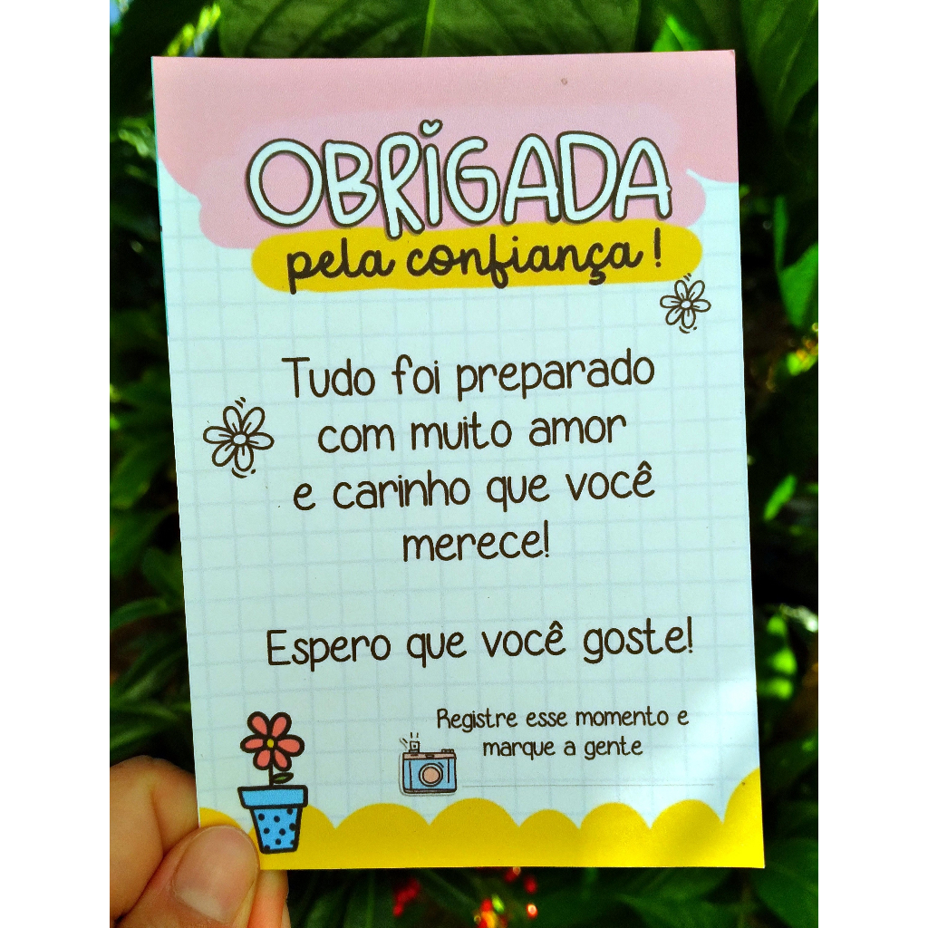 CARTÃO DE AGRADECIMENTO AO CLIENTE ( OBRIGADA PELA CONFIANÇA) | Shopee ...