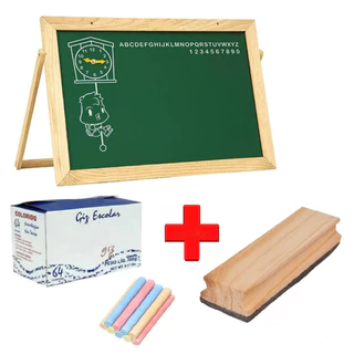 Lousa Quadro Verde Infantil Divertido 70x50 + Giz + Apagador