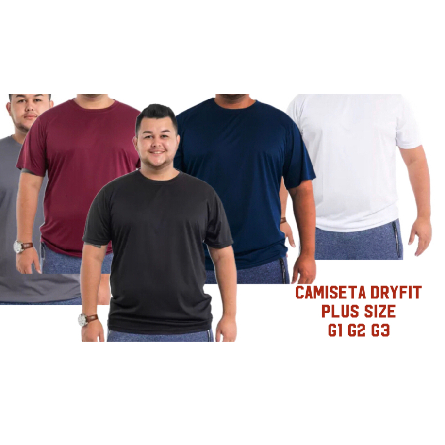 Kit 5 CAMISETAS PLU SIZE DryFit Masculina - Treino Academia Esportes Exercícios Corrida