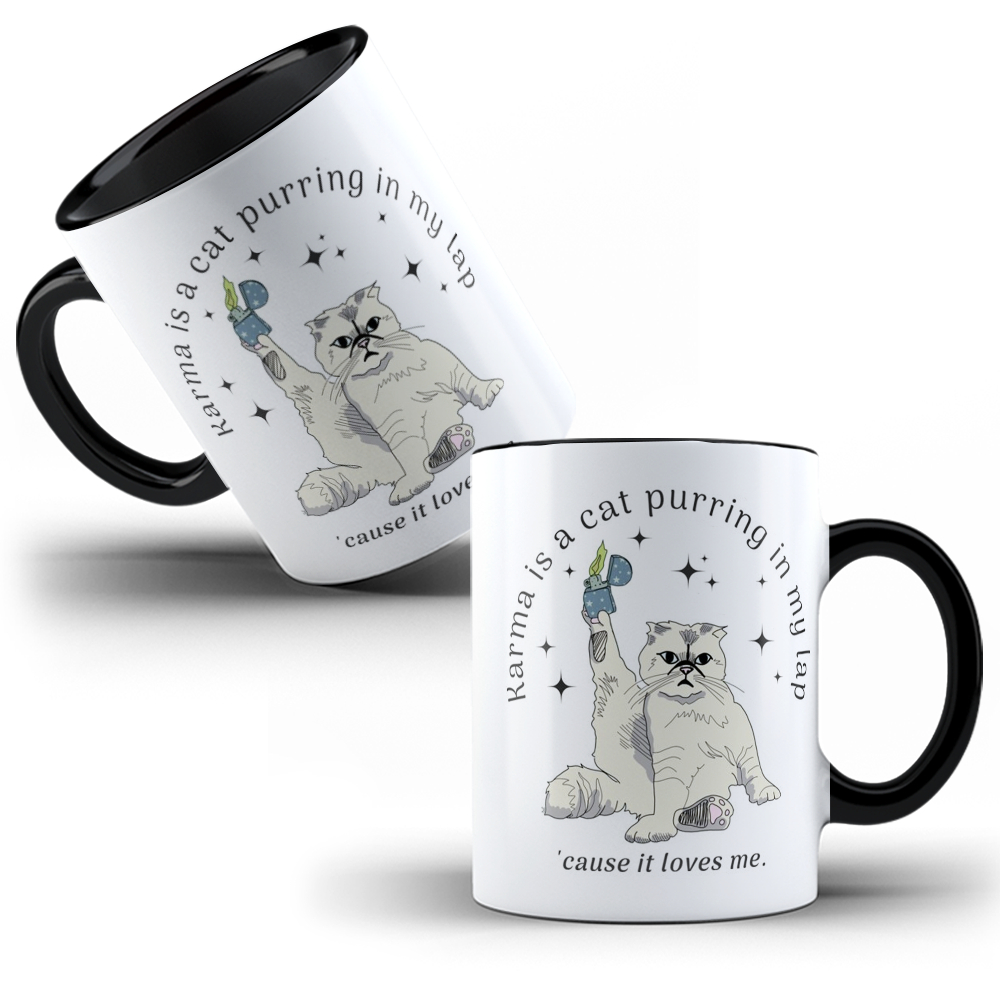 Caneca de Porcelana Taylor Swift Karma is a Cat - Midnights