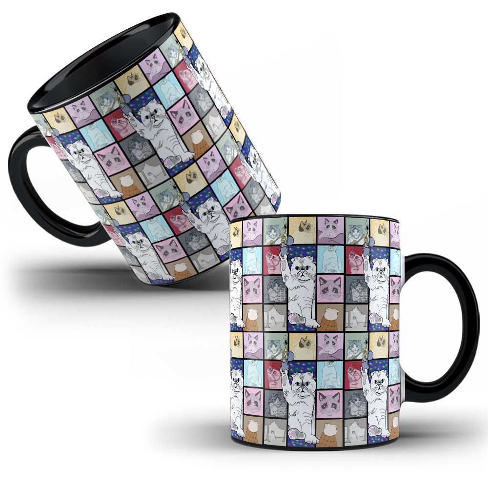 Caneca Personalizada Taylor Swift Desenho Todos os CDS Gatos