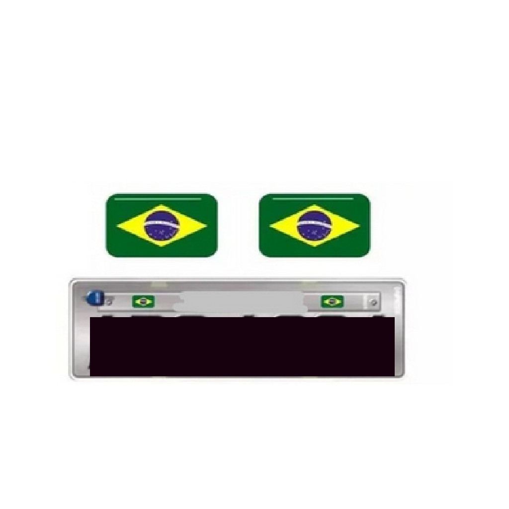 Par De Emblemas Adesivo Resinado Bandeira Brasil P/Placa