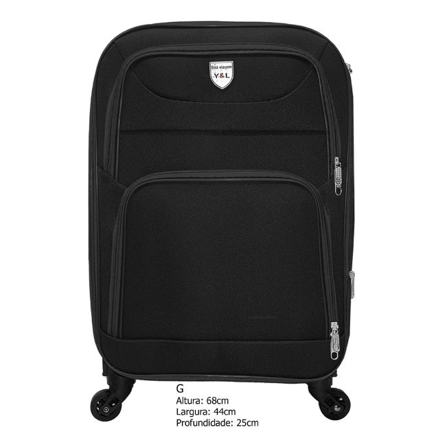 Mala de viagem G 68cm x 25cm x44cm peguenta 360° . 2 zíper, 23kg