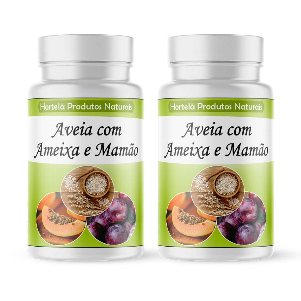 Aveia+ ameixa e mamão- melhora digestão 120 cápsulas/500mg 2 potes