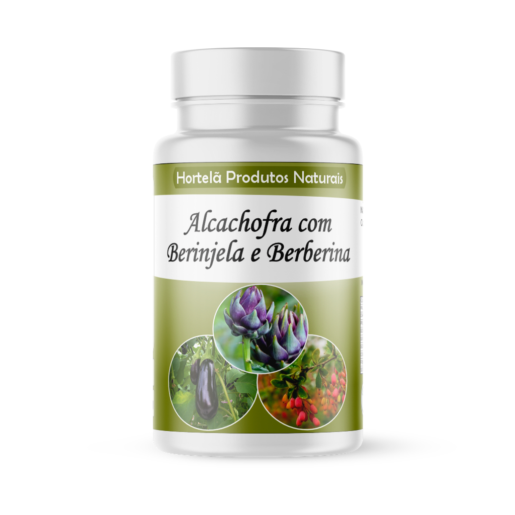 Alcachofra com Berinjela e Berberina- Auxilia no colesterol 60 cápsulas/500mg natural