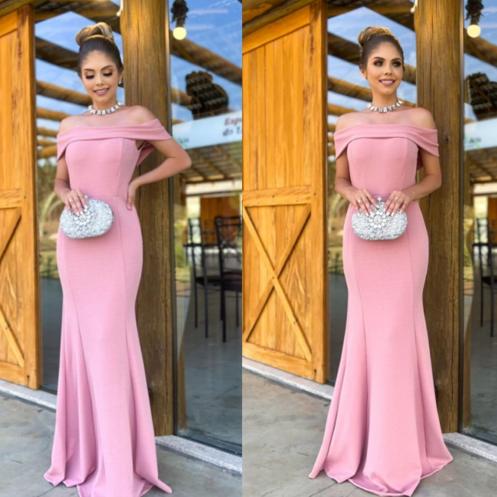 VESTIDO LONGO ZIBELINE OMBRO A OMBRO ROSE M. RODARTE main image 1