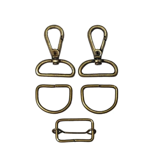KIT MOSQUETÃO 3cm com 02 Mosquetões, 2 meias argolas e 01 Regulador