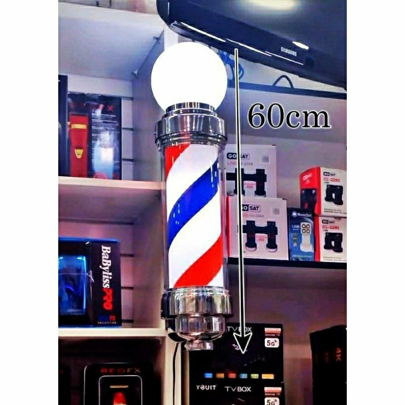 Poste de Barbeiro Com Globo 60cm Barber Pole | Shopee Brasil
