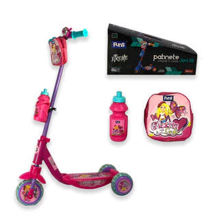 Patinete Brinquedo Infantil com Garrafinha e Bolsa com Luzes 3 Rodinhas e Ajuste o Tamanho do Guidão Unissex Menino Menina - Ate 40Kg