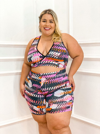 Conjunto de Academia Plus Size Roupa Fitness G, GG e XGG Short +