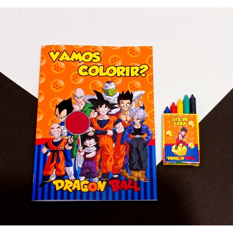 Kit Livro de Colorir+giz de cera -DragonBall Z