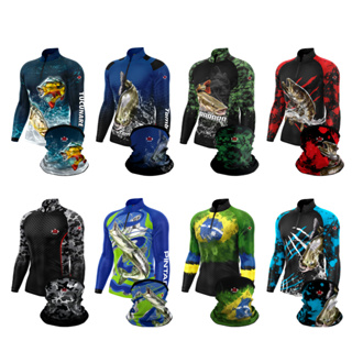 Kit Camisa Camiseta De Pesca + Bandana C/ Proteção Térmica Uv50 Dryfit